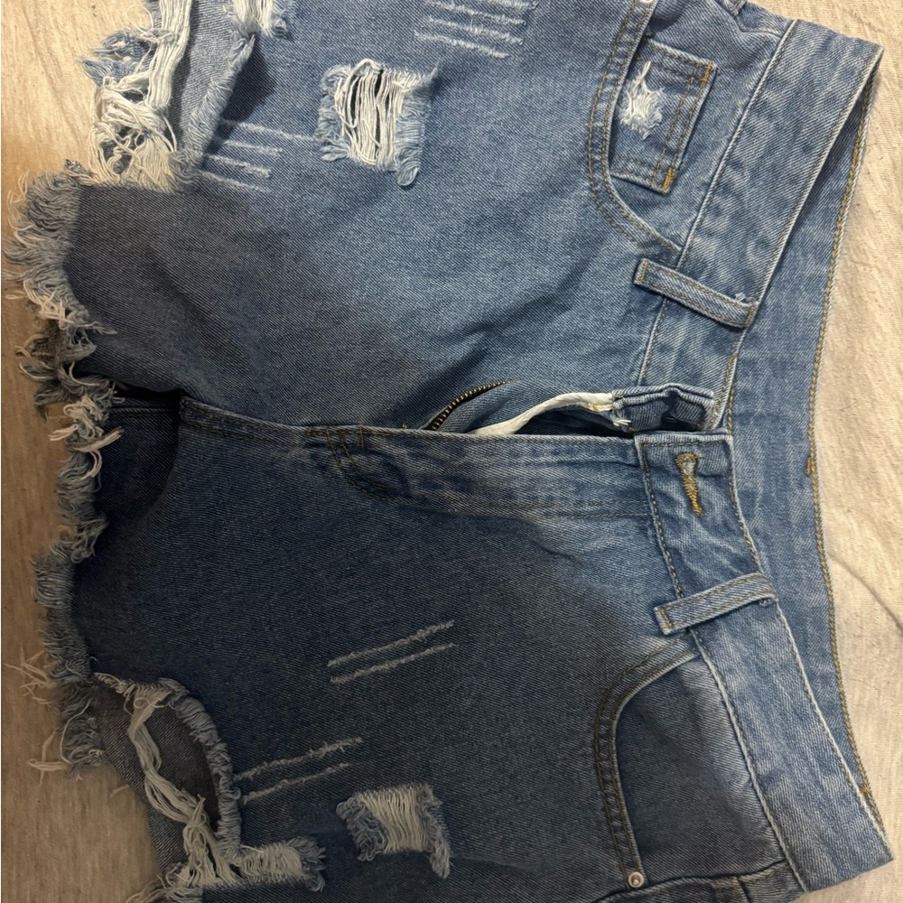 SHEIN Distressed Blue Denim Women Shorts